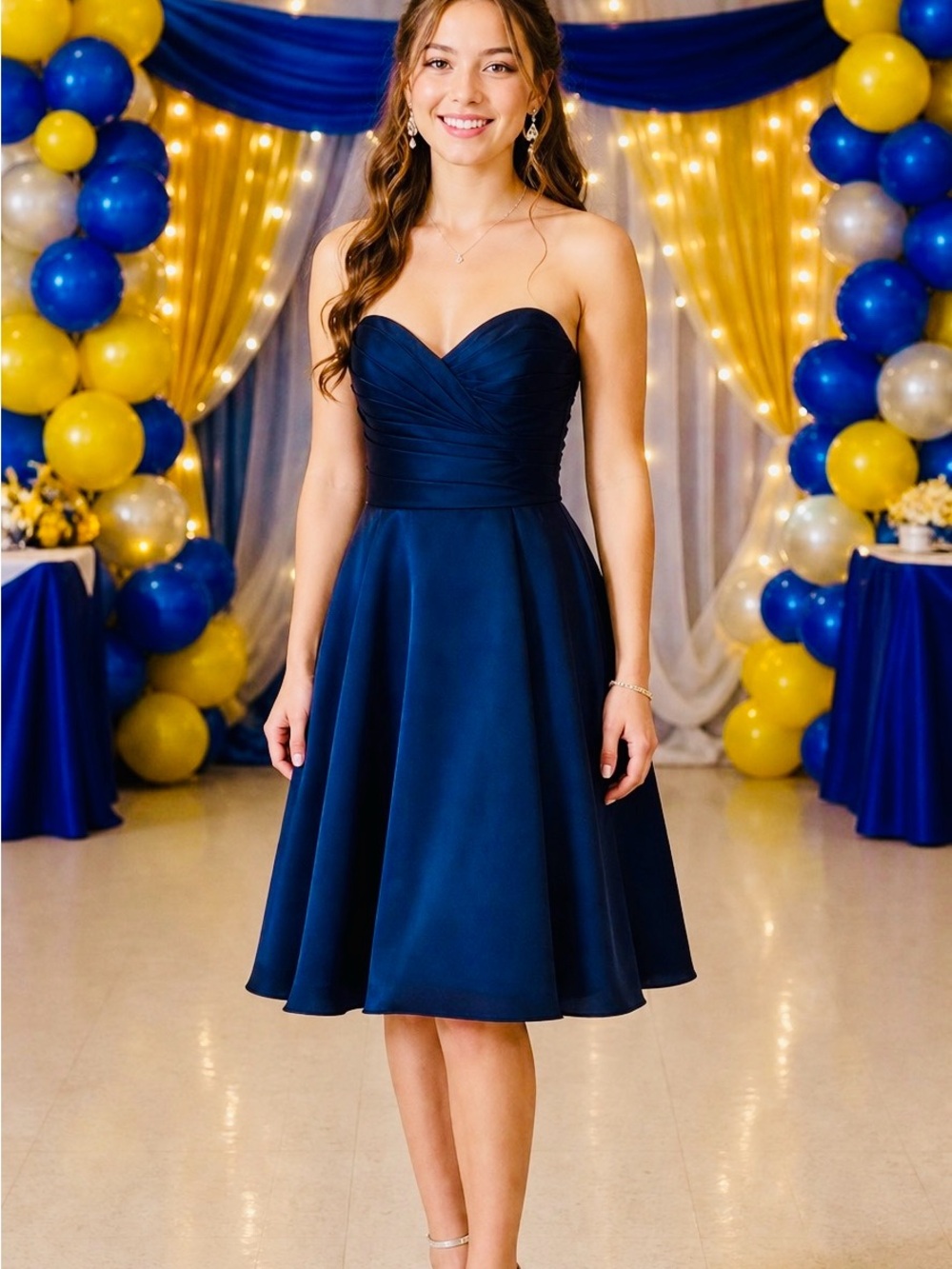 Sweetheart Strapless Navy Prom Dress - Women